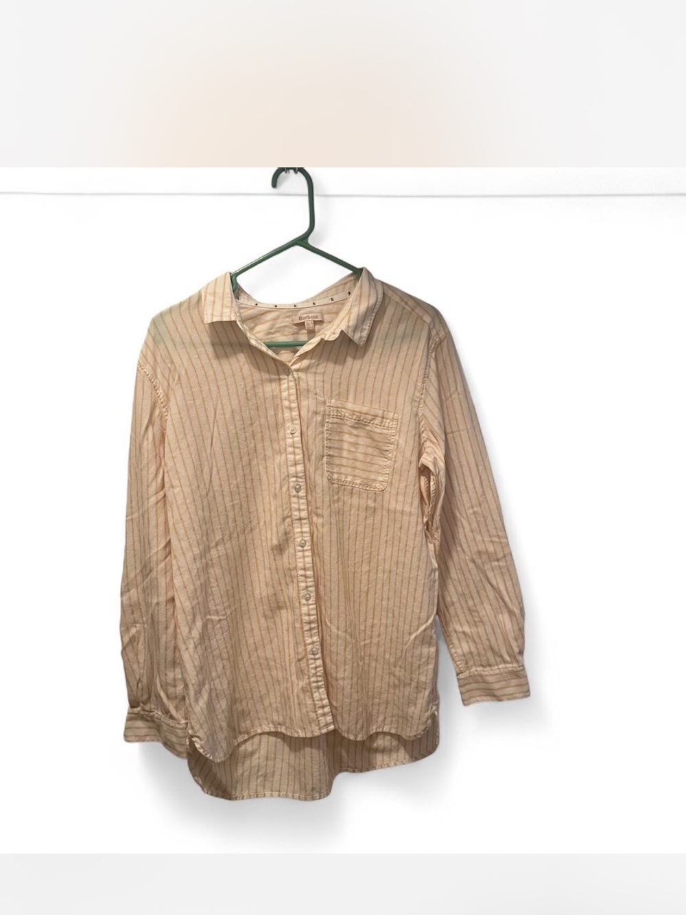 BARBOUR YELLOW AND WHITE STRIPED LONG SLEEVE BUTTON DOWN
